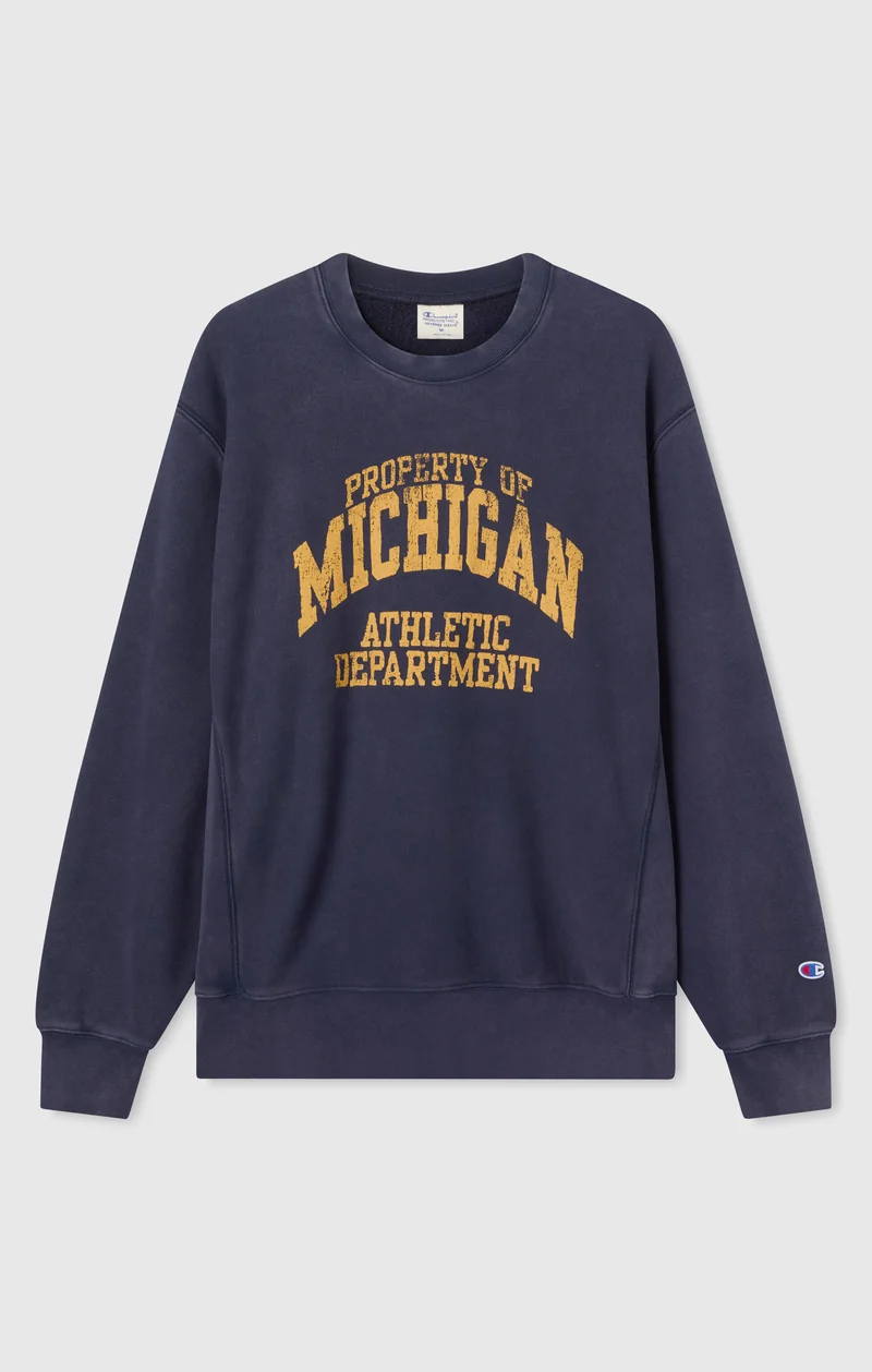 Men’s Heavyweight Crewneck Sweatshirt with Brushed Interior and Print Reverse Weave