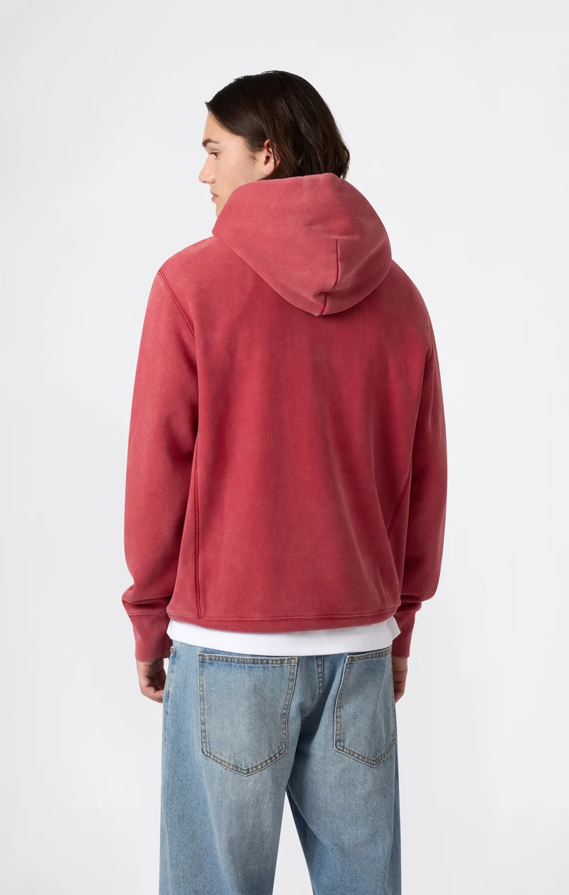 Heavyweight Men's Hooded Sweatshirt with Brushed Interior and Print Reverse Weave