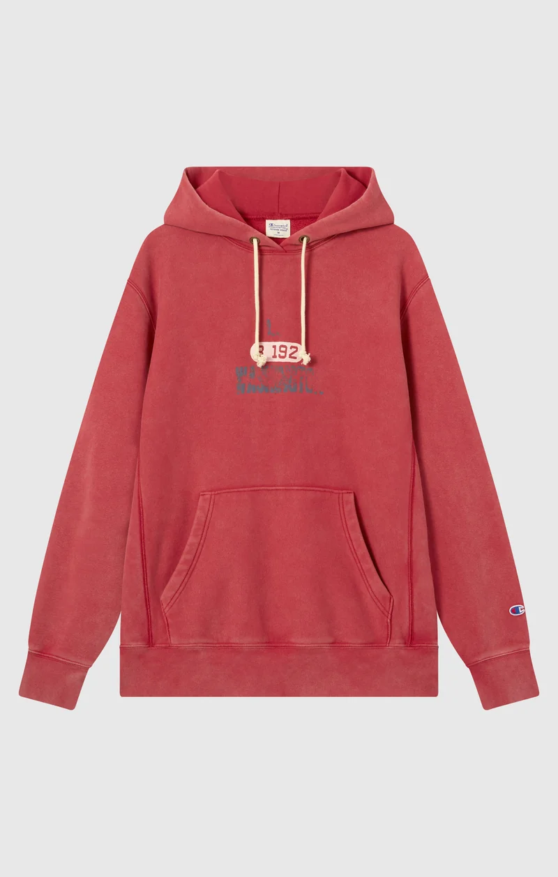 Heavyweight Men's Hooded Sweatshirt with Brushed Interior and Print Reverse Weave