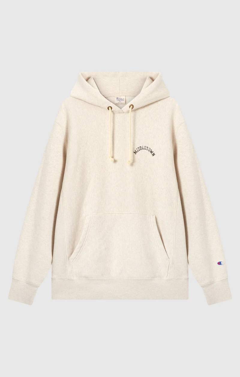 Heavyweight Men's Hooded Sweatshirt with Brushed Interior and Print Reverse Weave