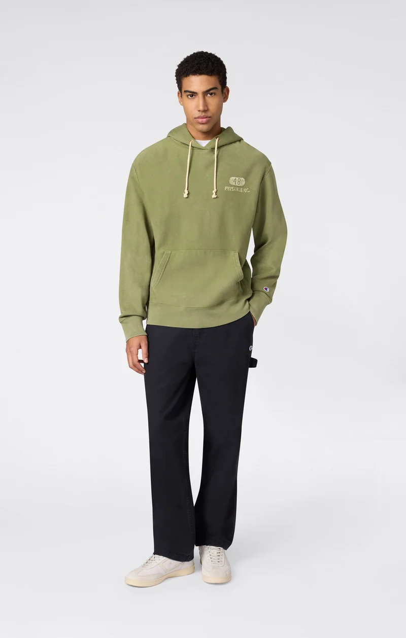 Heavyweight Men's Hooded Sweatshirt with Brushed Interior and Print Reverse Weave