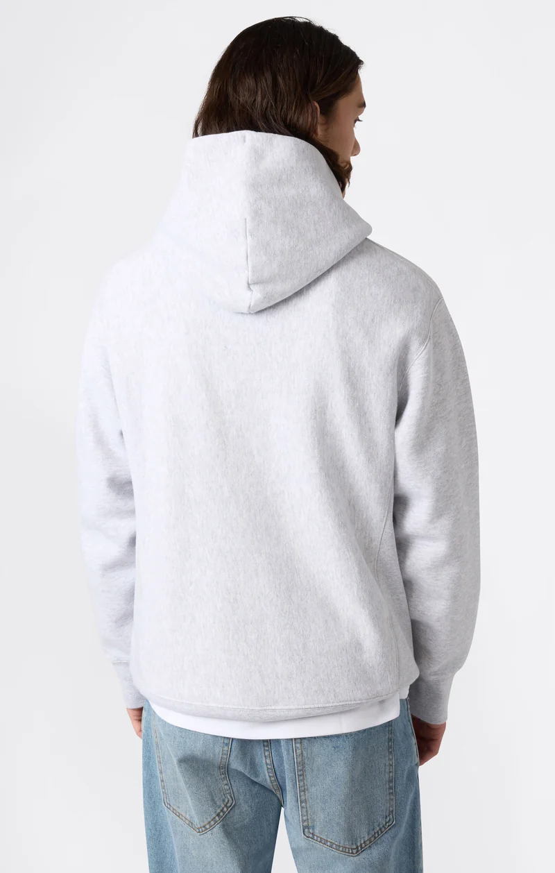 Heavyweight Men's Hooded Sweatshirt with Brushed Interior and Print Reverse Weave