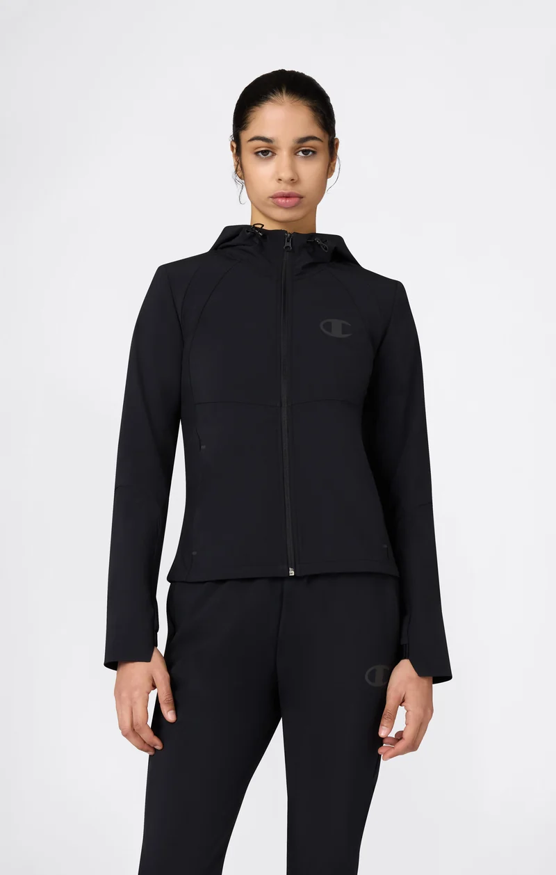 Women’s Stretch Nylon Hooded Track Top Slim Fit