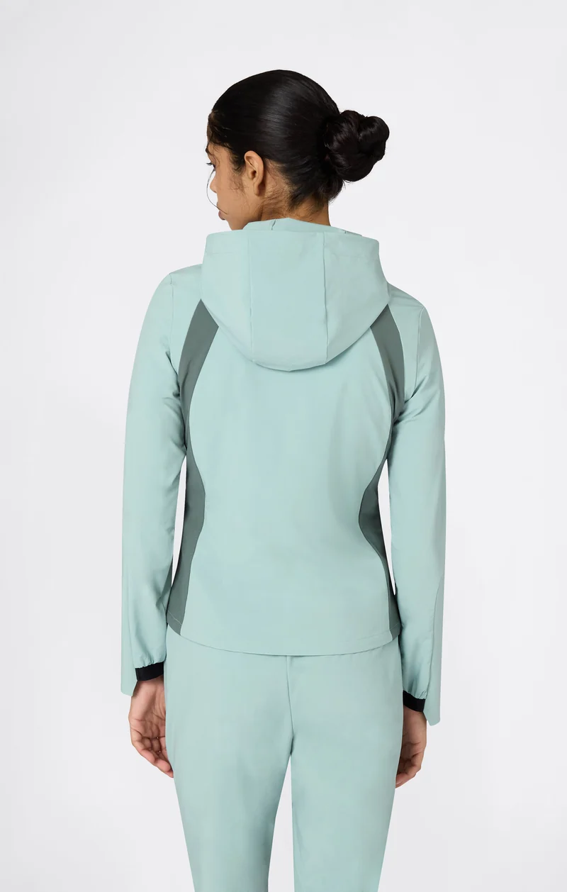 Women’s Stretch Nylon Hooded Track Top Slim Fit