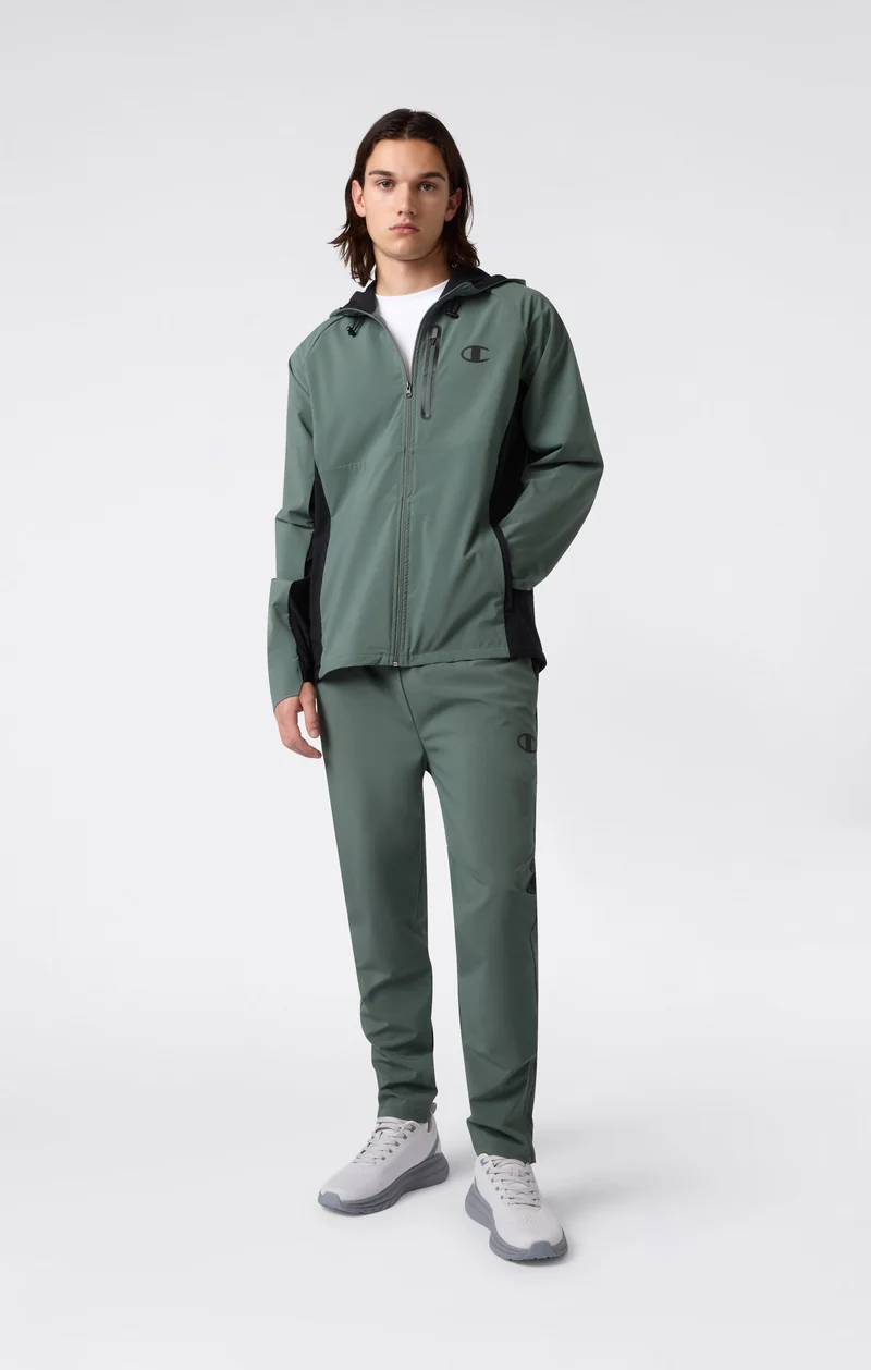 Men’s Stretch Woven Nylon Hooded Track Top Slim Fit