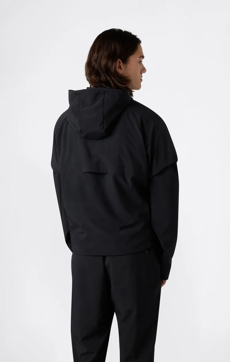 Men’s Stretch Woven Nylon Hooded Track Top Slim Fit