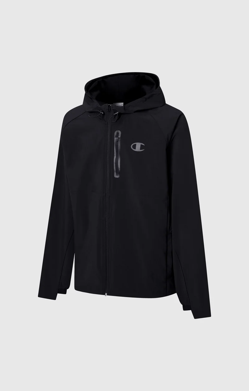 Men’s Stretch Woven Nylon Hooded Track Top Slim Fit