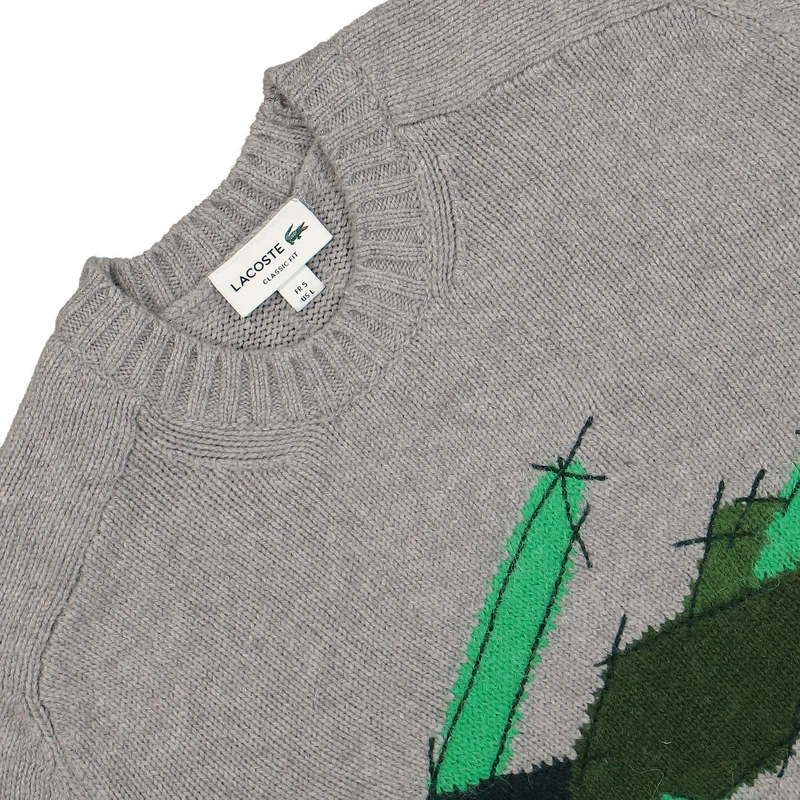Crocodile Motif Carded Wool Sweater