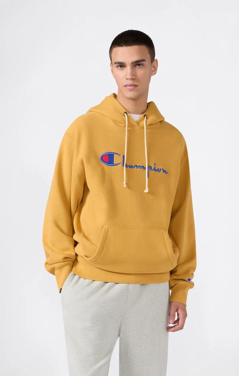 Men’s Heavyweight Hoodie with Brushed Fleece Interior Reverse Weave