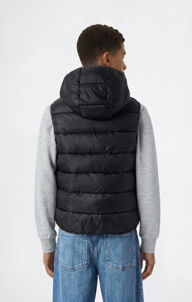 Padded Hooded Vest with Full Zip for Kids