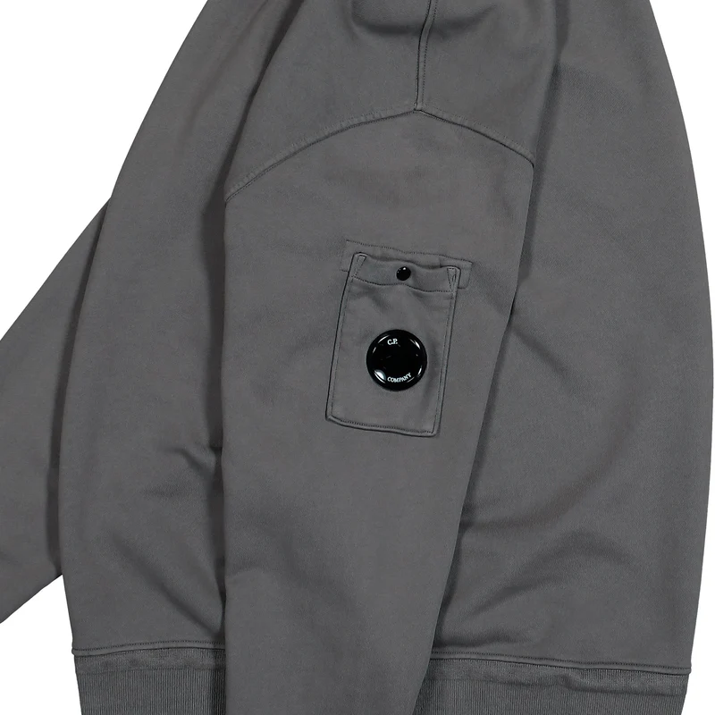 Cotton Diagonal Fleece Crewneck Lens Sweatshirt