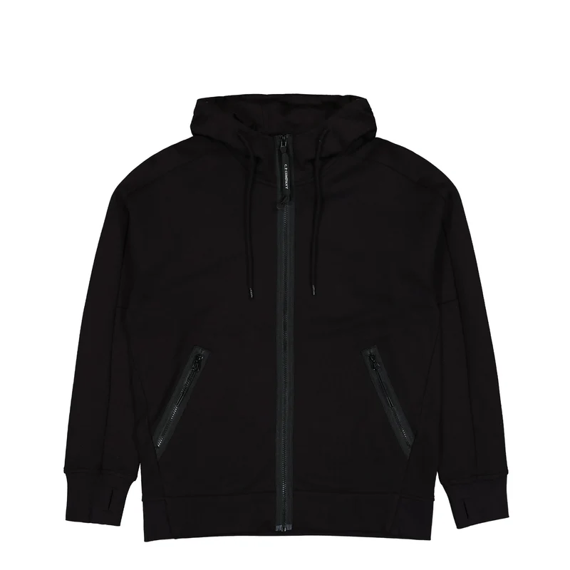 Diagonal Raised Fleece Goggle Zipped Hooded Sweatshirt
