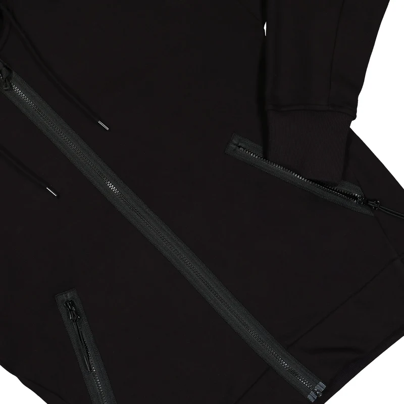 Diagonal Raised Fleece Goggle Zipped Hooded Sweatshirt