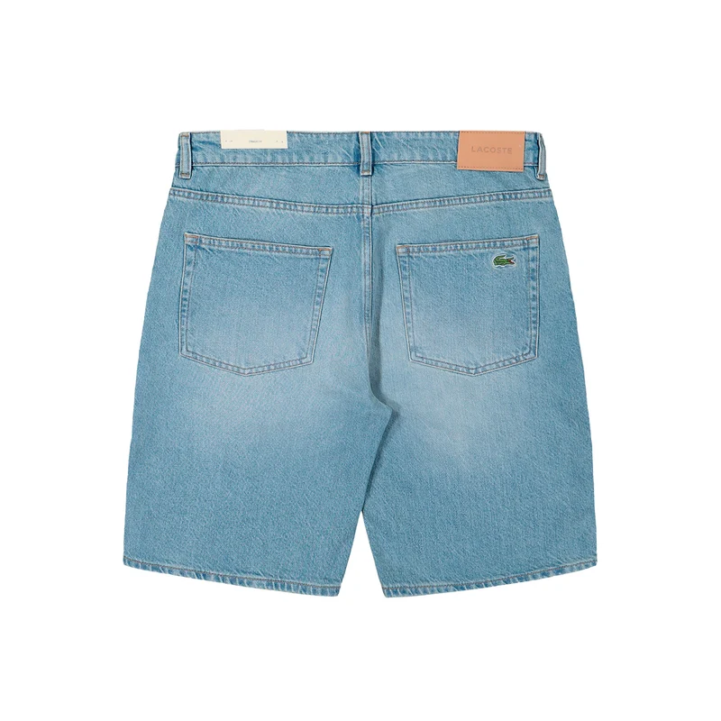 Straight Leg Cotton Denim Bermuda Shorts