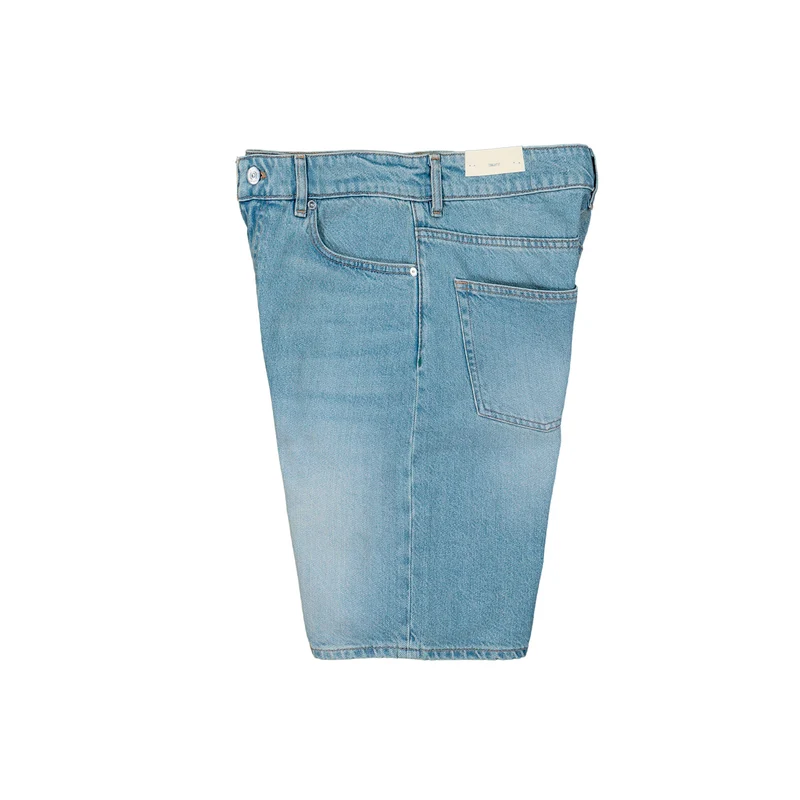 Straight Leg Cotton Denim Bermuda Shorts