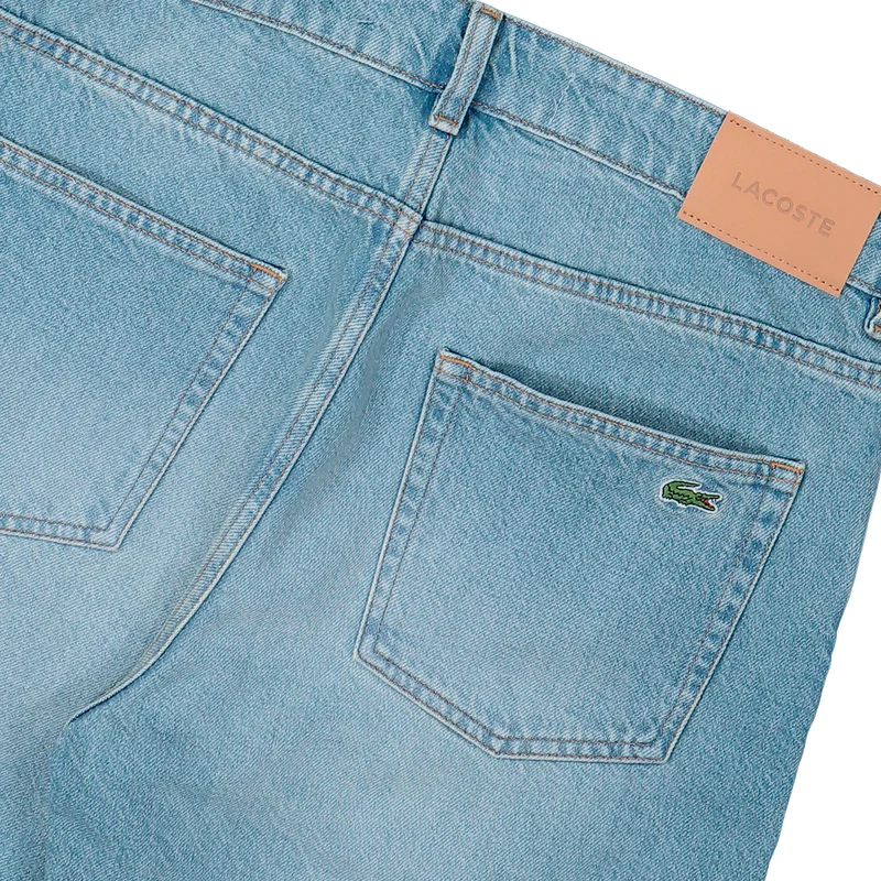 Straight Leg Cotton Denim Bermuda Shorts