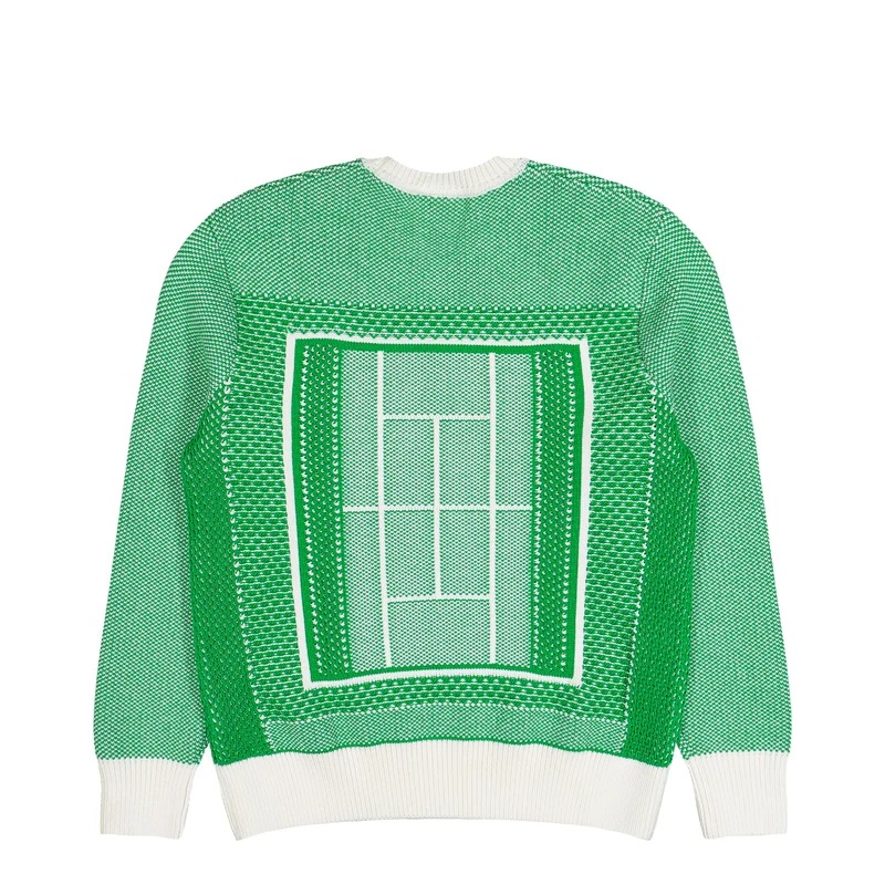 Tennis Court Jacquard Crew Neck Sweater