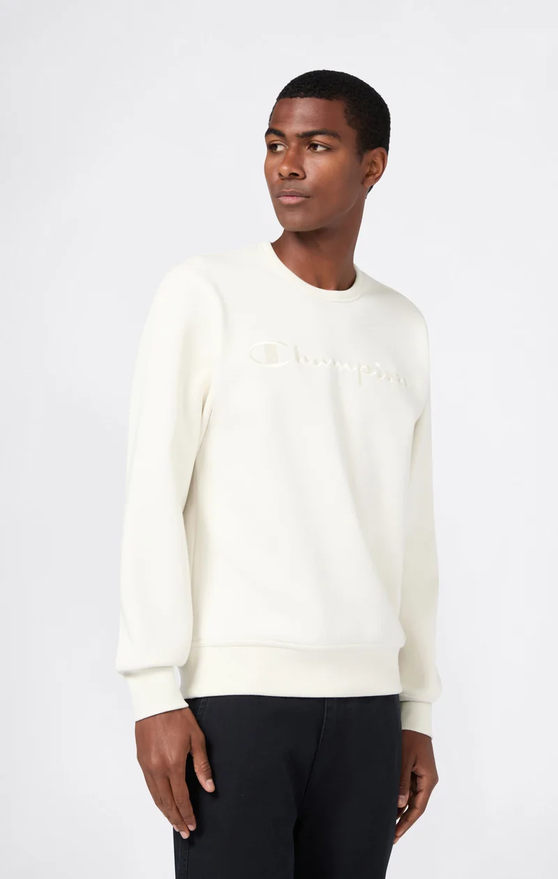 Men’s Fleece Crewneck Sweatshirt with Big Embroidered Logo Icons
