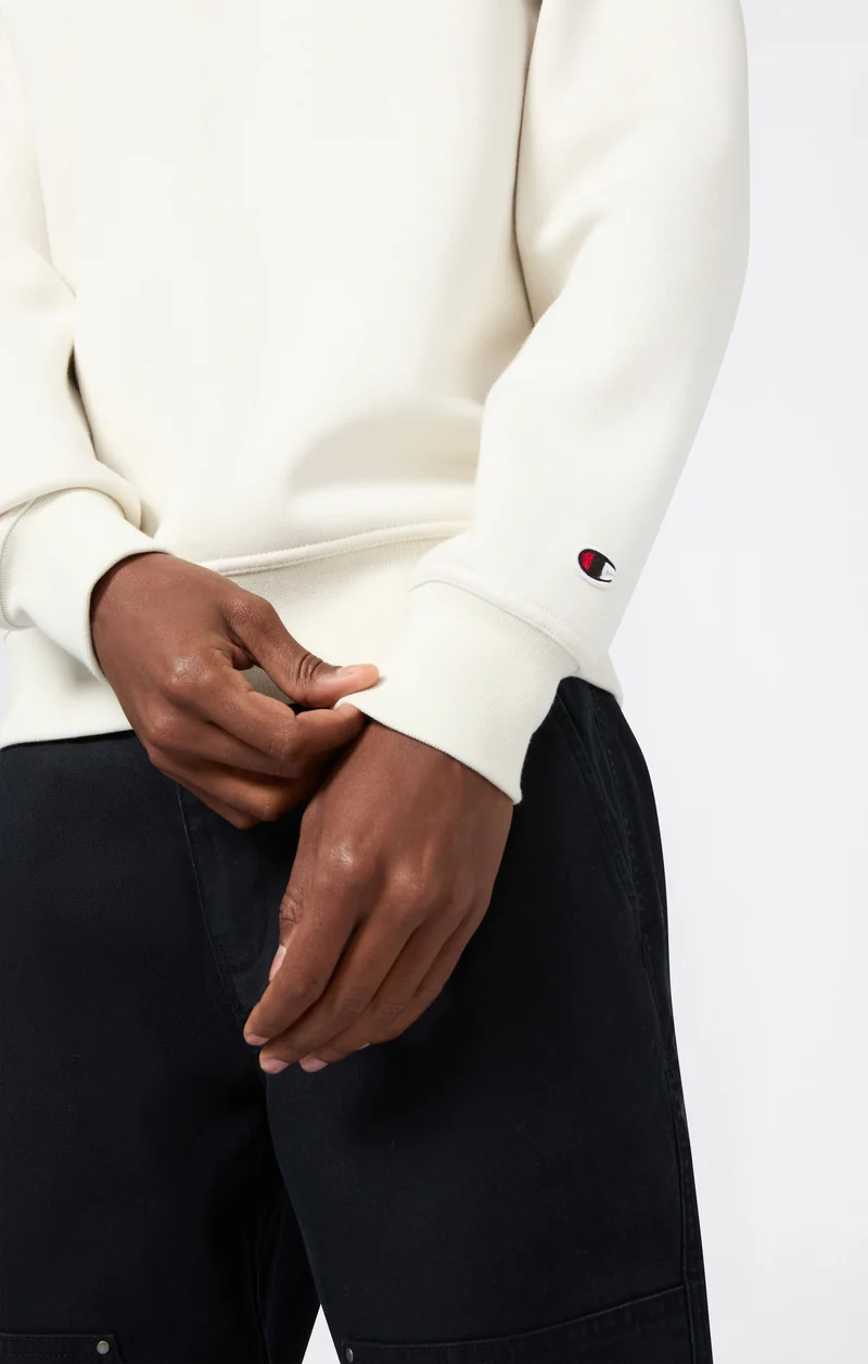 Men’s Fleece Crewneck Sweatshirt with Big Embroidered Logo Icons
