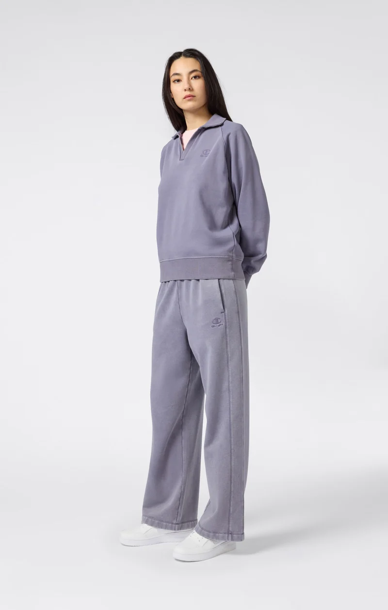 Women's Washed Polo Neck Fleece Sweatshirt Icons