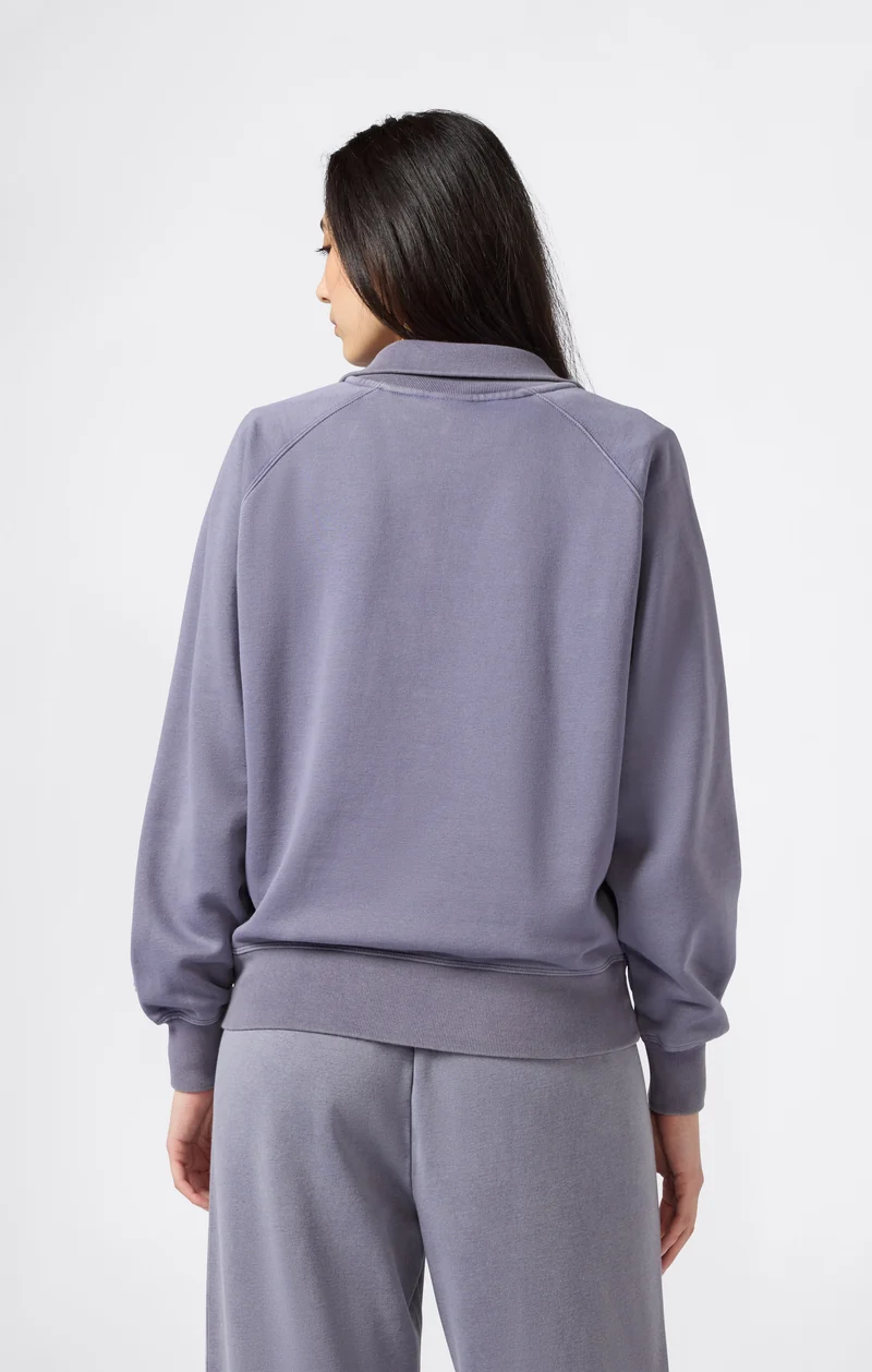 Women's Washed Polo Neck Fleece Sweatshirt Icons