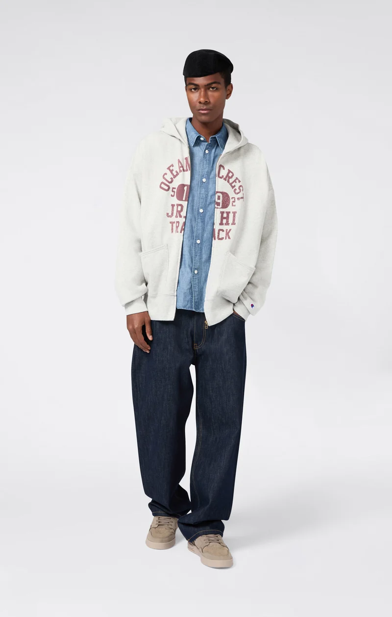 Men’s Washed Full Zip Hoodie Loose Fit Time Capsule