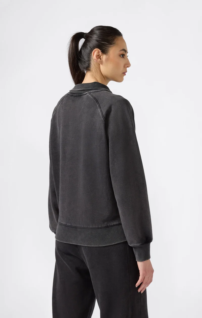 Women's Washed Polo Neck Fleece Sweatshirt Icons