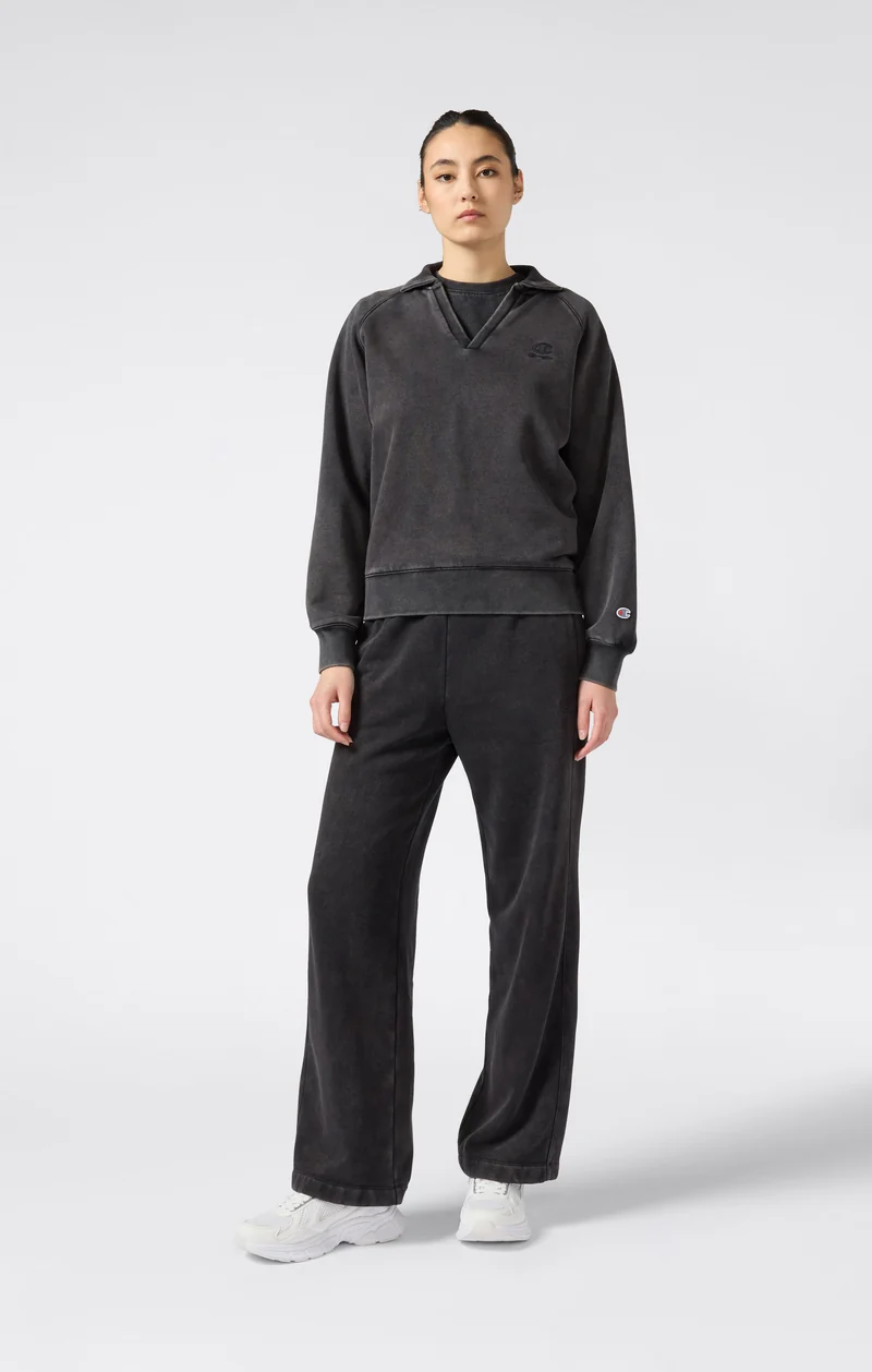 Women's Washed Polo Neck Fleece Sweatshirt Icons