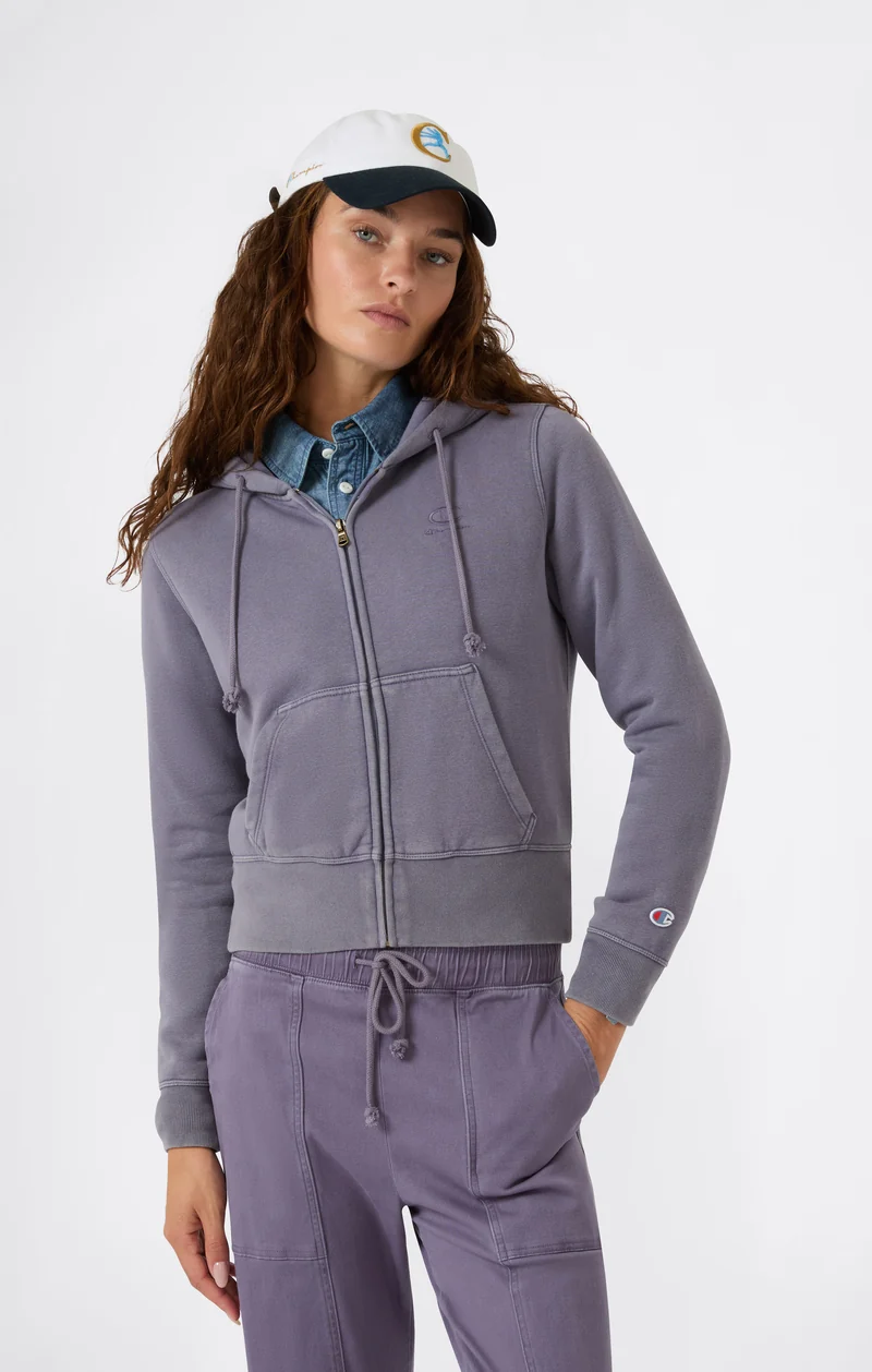 Women's Washed Full Zip Fleece Hoodie Icons