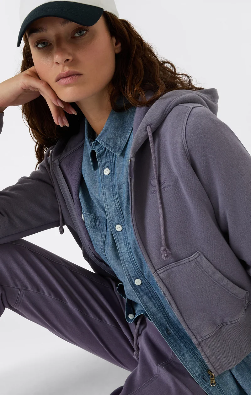 Women's Washed Full Zip Fleece Hoodie Icons