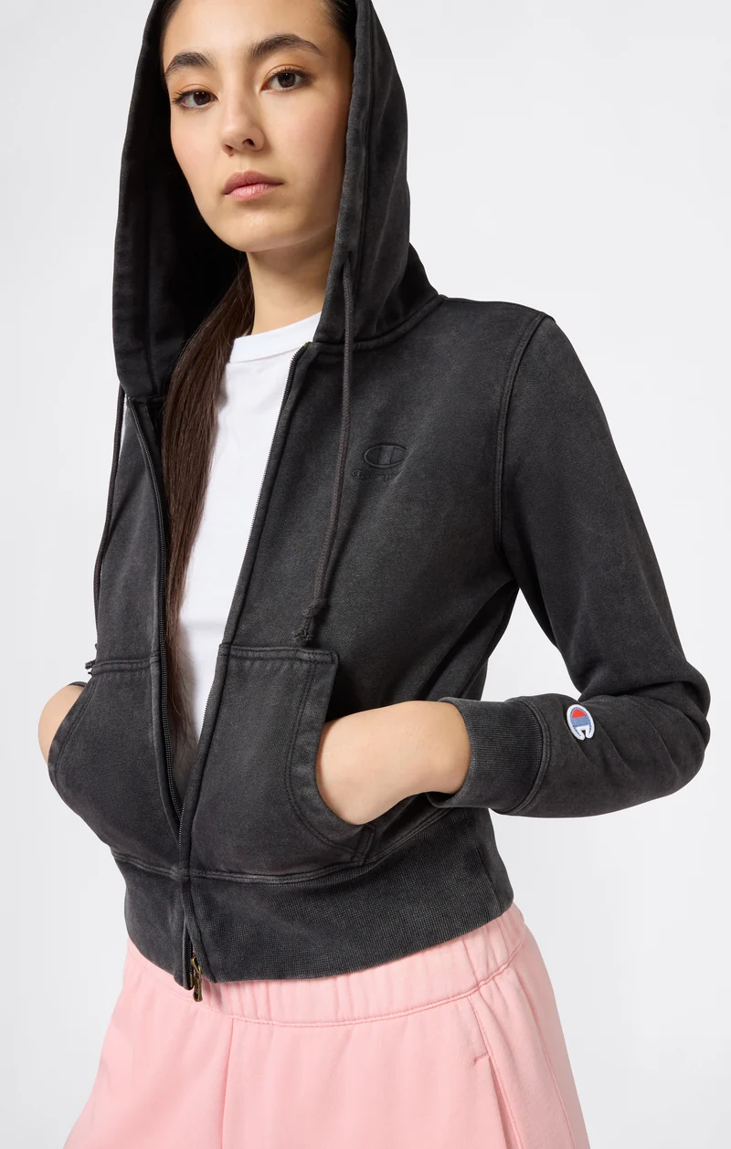 Women's Washed Full Zip Fleece Hoodie Icons