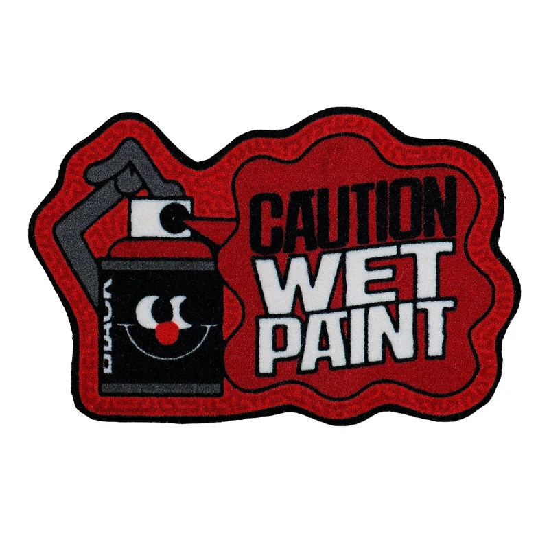 Doormat Caution Wet Paint Red
