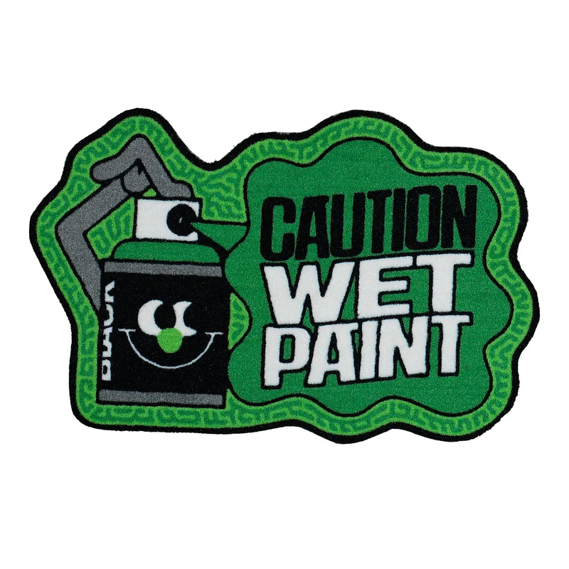 Doormat Caution Wet Paint Green