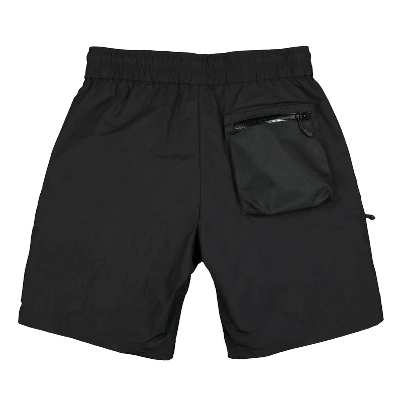 high shrunk nylon cargo shorts