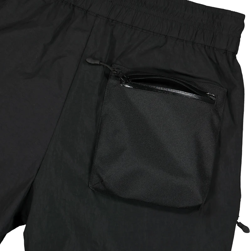 high shrunk nylon cargo shorts
